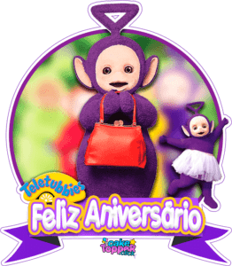 Feliz Aniversário Topo de bolo tinky winky PNG teletubbies