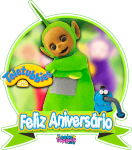 Feliz Aniversário topo de bolo dipsy teletetubbies verde