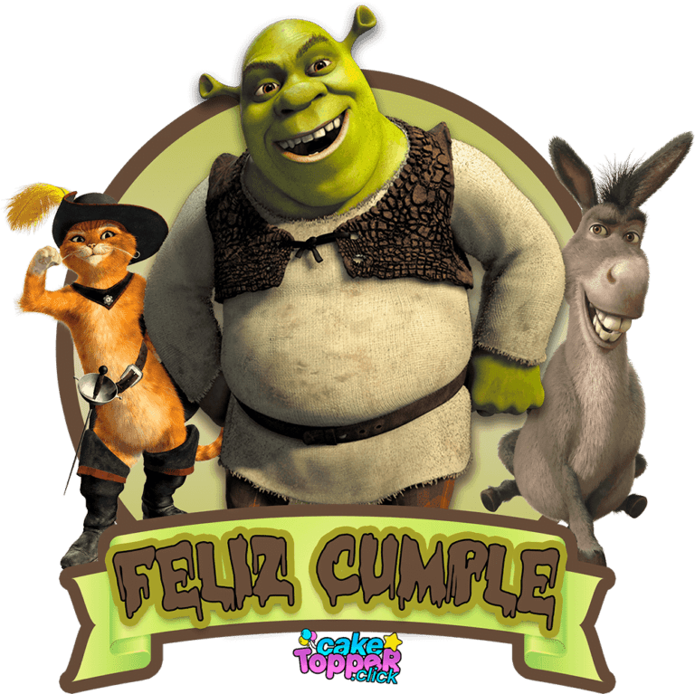 Feliz Cumple topper de shrek PNG