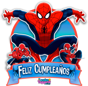 Feliz Cumpleaños cake topper spiderman PNG