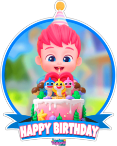 Happy Birthday bebefinn cake topper PNG