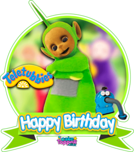 Happy Birthday cake topper the teletubbies green dipsy PNG