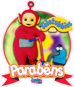 Parabéns Topo de bolo da Po tele tubies PNG