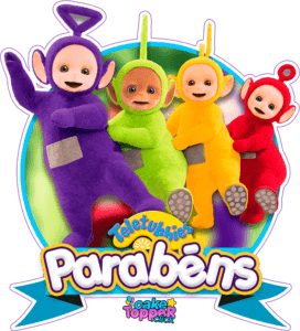 Topo para bolo Parabéns PNG teletubbies portugues brasil