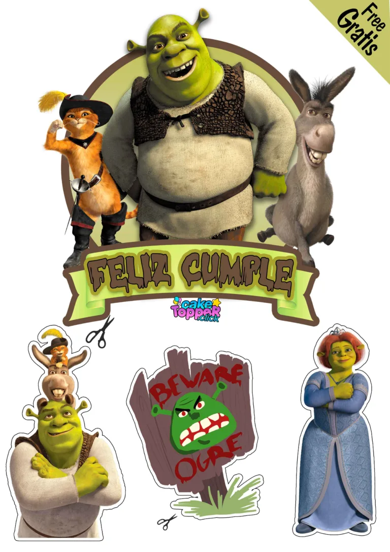 cake topper de shrek para imprimir