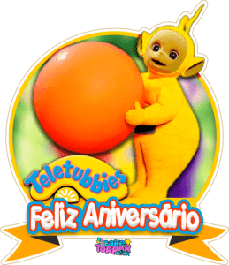 topo para bolo Feliz Aniversário La la teletubbies PNG