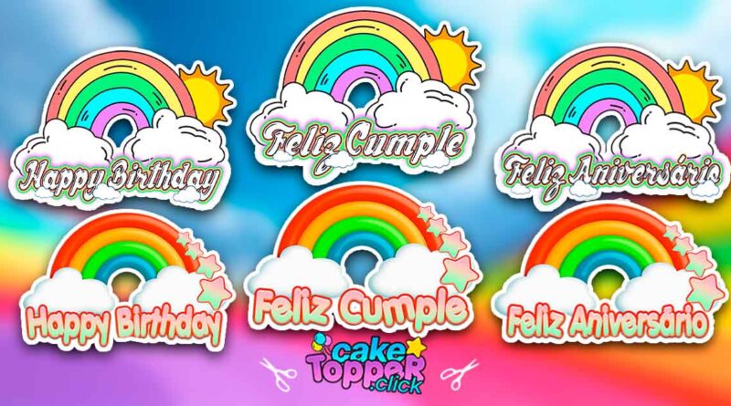 rainbow cake topper topo de bolo arco iris cake topper arcoiris