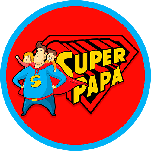 super papá ideas para imprimir pegatinas, stickers etiqueta dia del padre fondo rojo