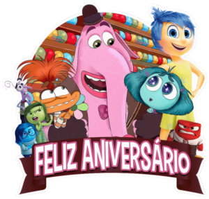 feliz aniversário Divertida mente topo de bolo