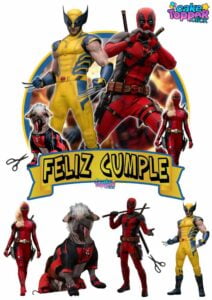 logan-DeadPool-cake-topper-para-imprimir-gratis-ideas-de-cumpleanos-en-casa