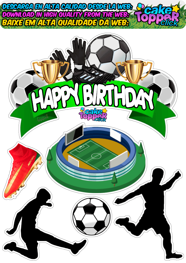 Happy birthday soccer printable cake topper