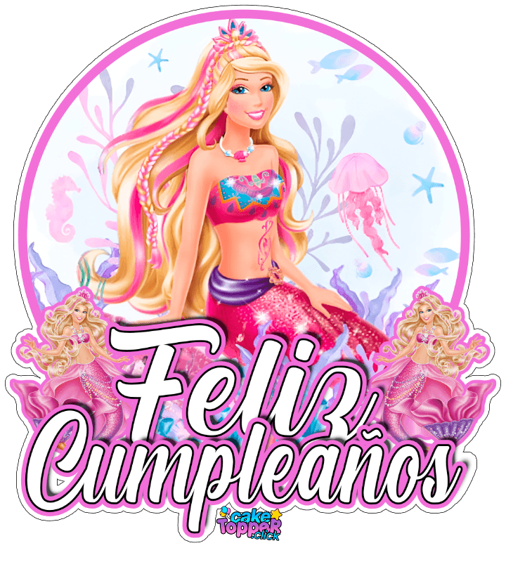 barbie y las sirenas feliz cumpleaños topper gratis ideas