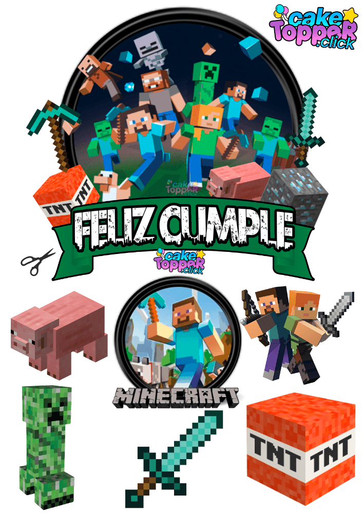 minecraft ideas feliz cumple cake topper para imprimir