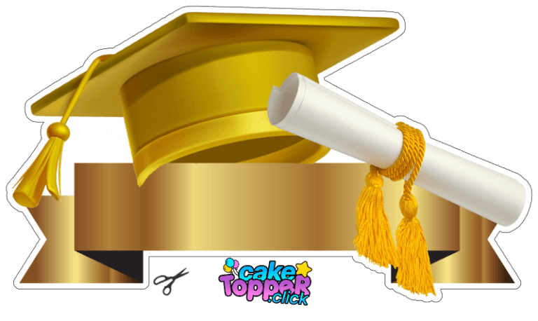 Diseño de topper sobre graduacion para imprimir - Design de topper de formatura para impressão - Printable Graduation Topper Design PNG FREE