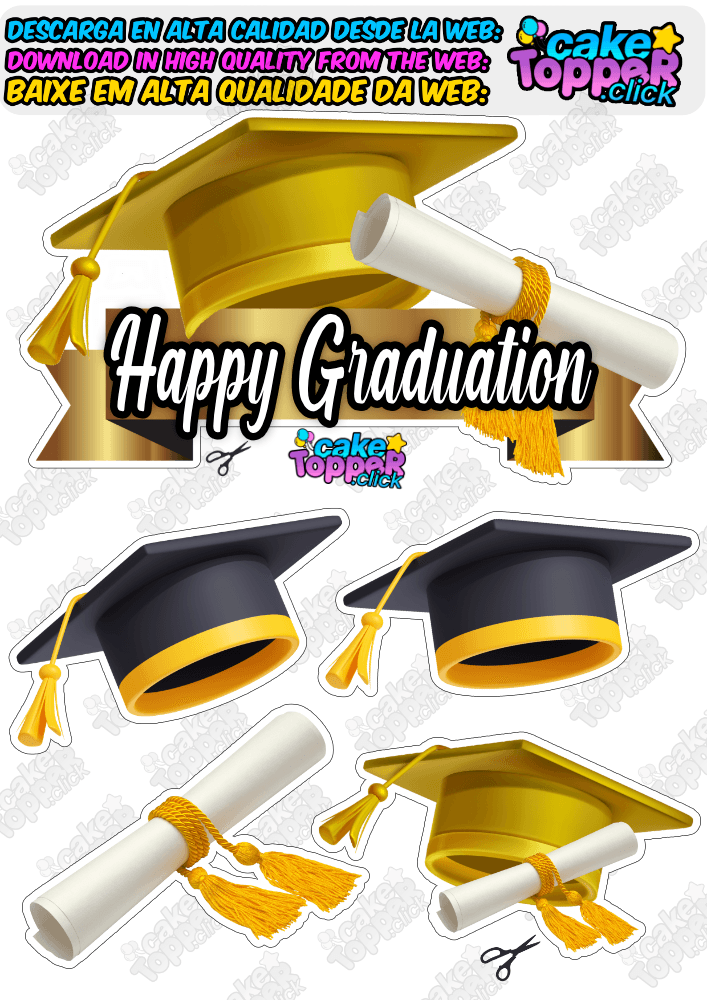 Graduation Printable Cake Topper - Happy Graduation