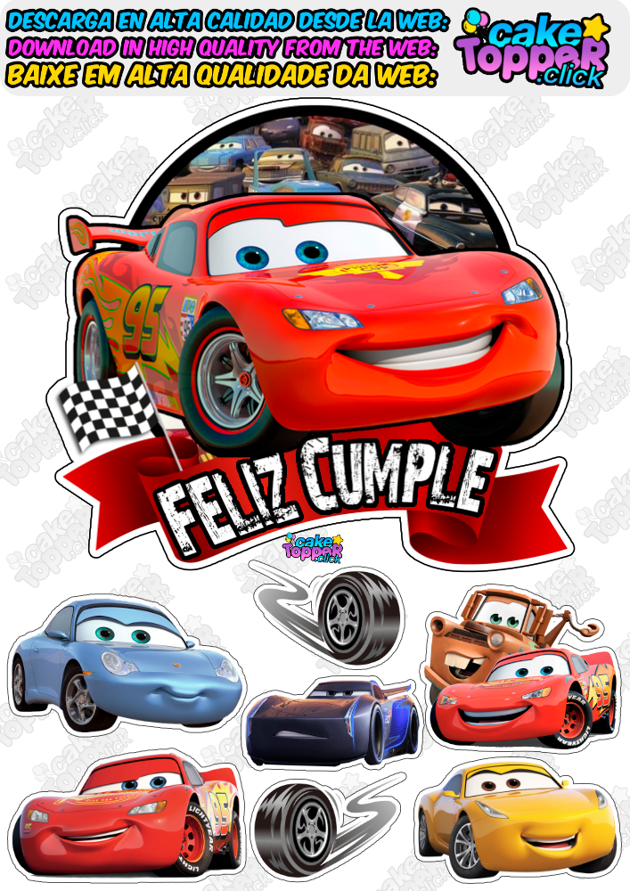 cars cake topper rayo mcqueen para imprimir