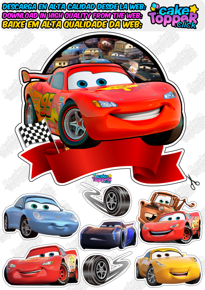 cars pixar cake topper rayo mcqueen printables ideas topo do bolo