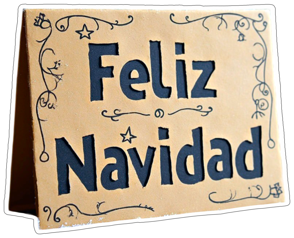 cartel marron con la frase feliz navidad