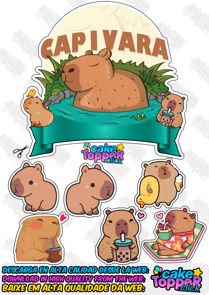 ideias de topo de bolo capivara para imprimir