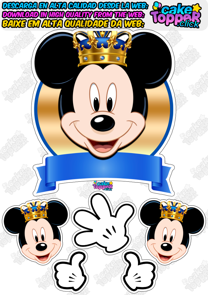 king mickey mouse principe​ rey cake topper bolo do mickey príncipe​