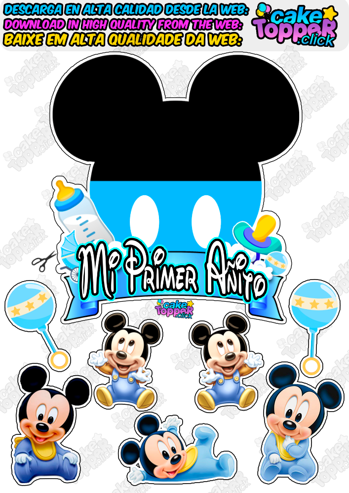 mickey bebe cake topper mi primer añito ideas