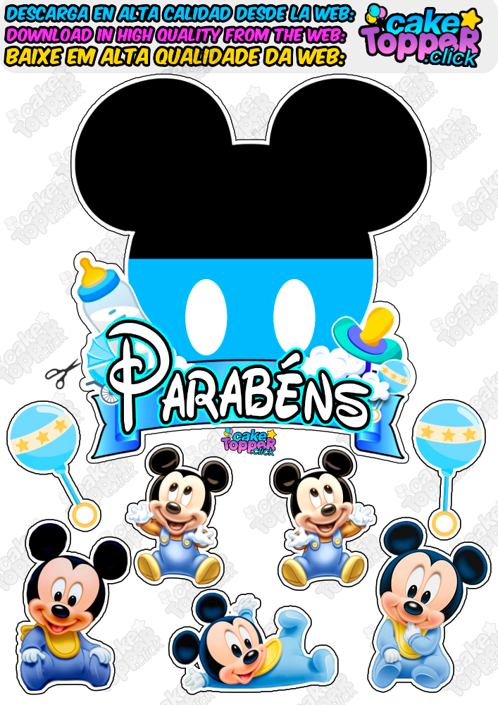 mickey bebê topo de bolo PARABÉNS gratis