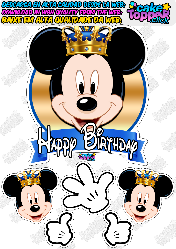 princess mickey mouse cake topper printable Happy Birthday