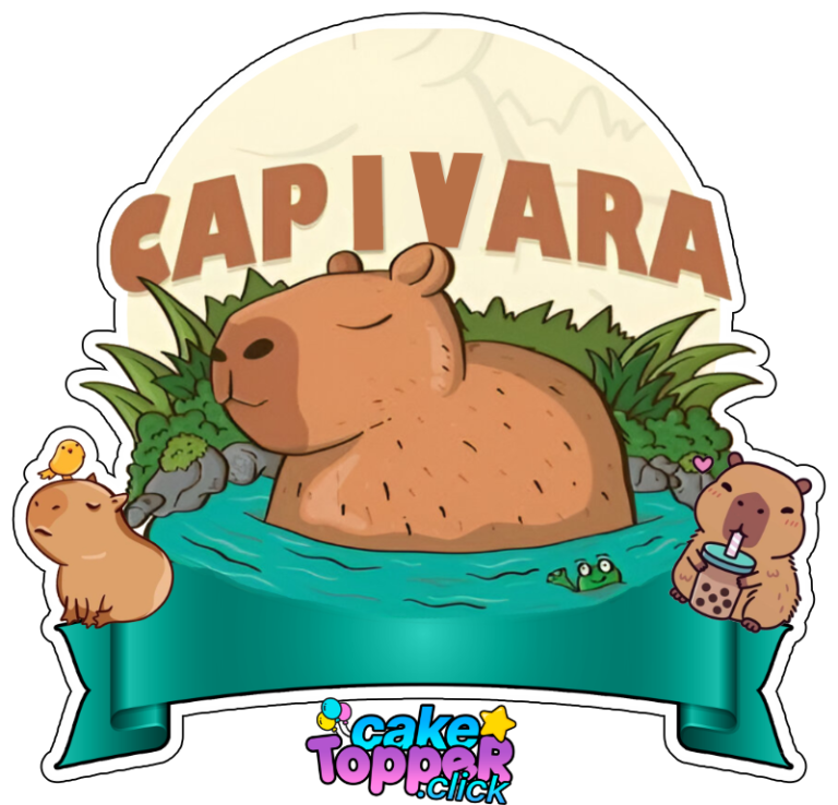 topo de bolo capivara para editar em formato png