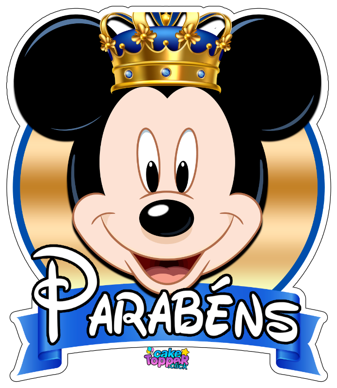 topo de bolo mickey príncipe azul​ PARABENS