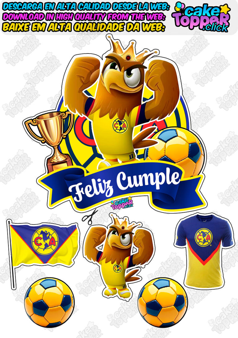 Club America Mexico cake topper feliz cumple para imprimir gratis