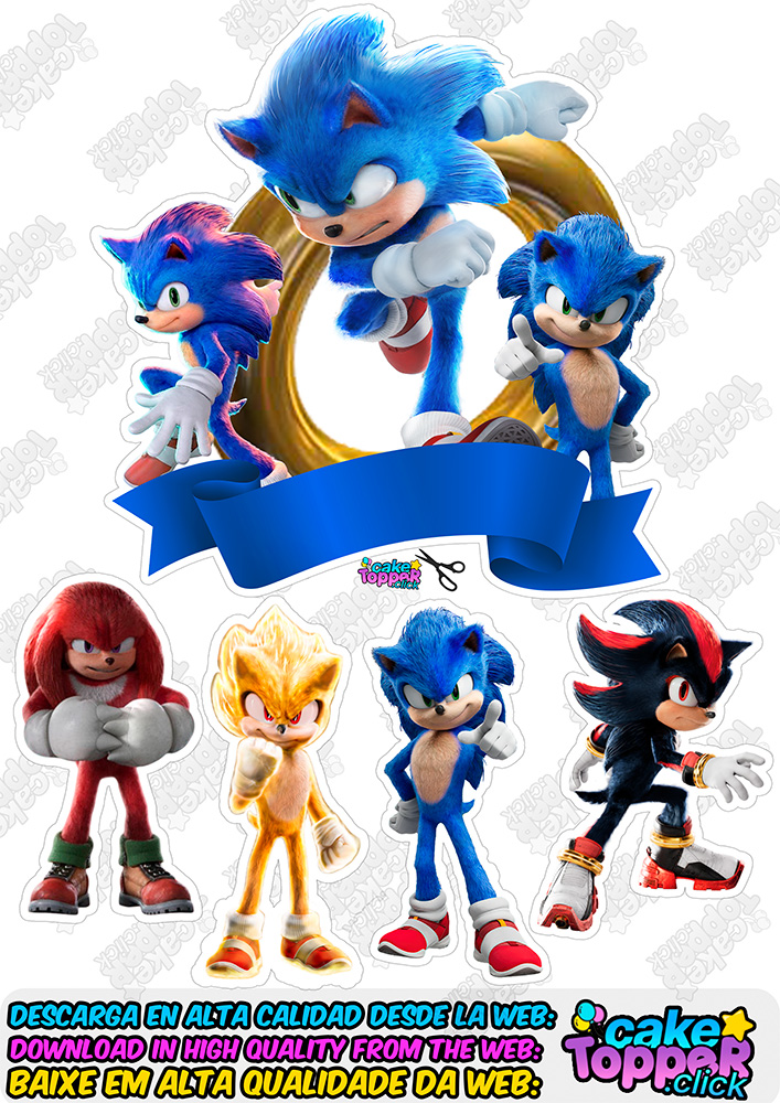 print Sonic 3 Cake topper click para imprimir