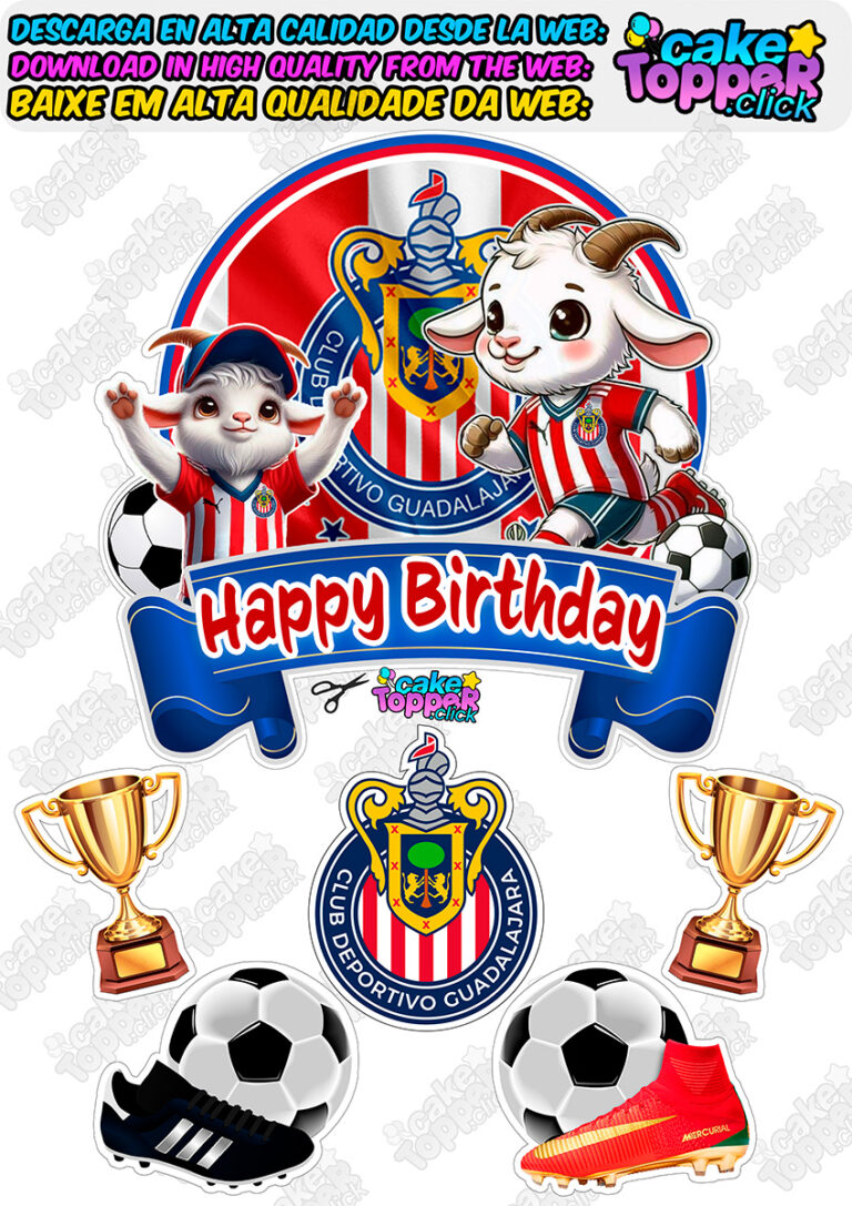 happy birthday cake topper printables ideas Chivas - guadalajara Mexico free
